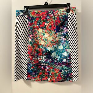 Anthropologie Tabitha Multi Pattern Floral and Striped Skirt with pockets Sz 8